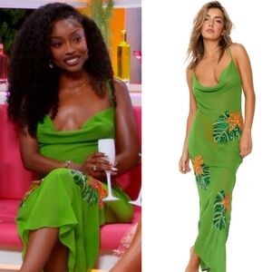 Sheer beaded green dress